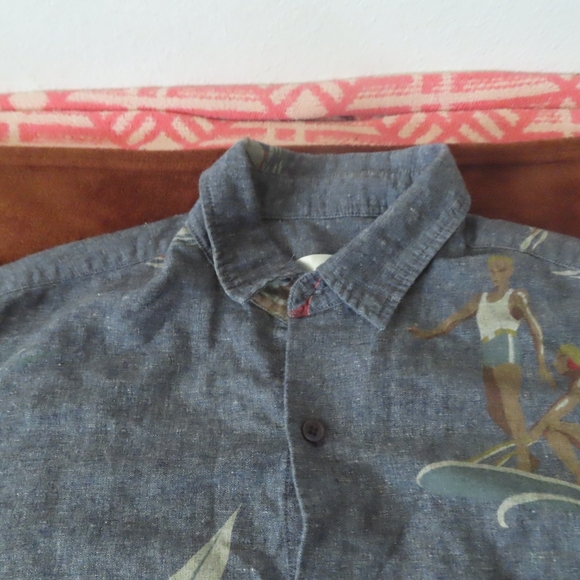 SHADES OF GREY by micah cohen Water Boarding Sailing Button Shirt L linen/cotton - Picture 4 of 6